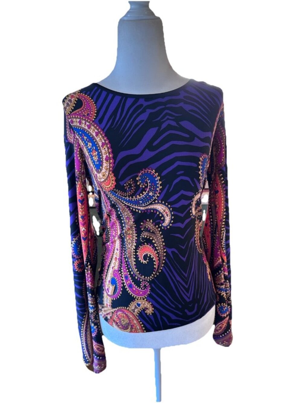 Y2K Venus Paisley Colorful Club Top Boho 90s Sexy Back Size Small